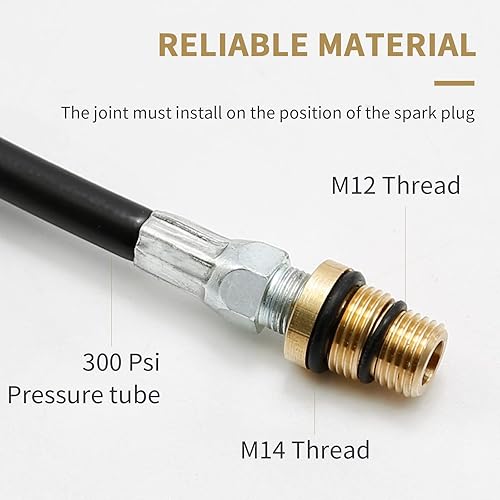 Miniatura 4 de Tubo de presión de soporte de válvula de aire de motor de 18.9 pulgadas con válvula de bola, extracción de rosca M14 M12 a 14 NPT cilindro asistente