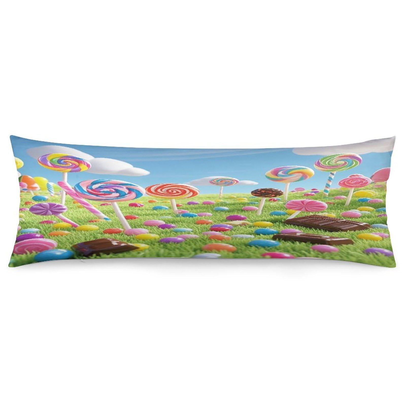Candy Pillowcase Long Body Pillow Cover Soft Decorative Body Pillow Case Breathable Large Pillowcase Cute Cozy Pillow Protector for Bed Sofa Couch Room 18.9 X 53 Inch