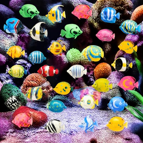 Image of Weewooday 80 Pcs Artificial Moving Fishes Plastic, Random Fish | Floating Lifelike Fishes Tank Ornament Aquarium Decorations
