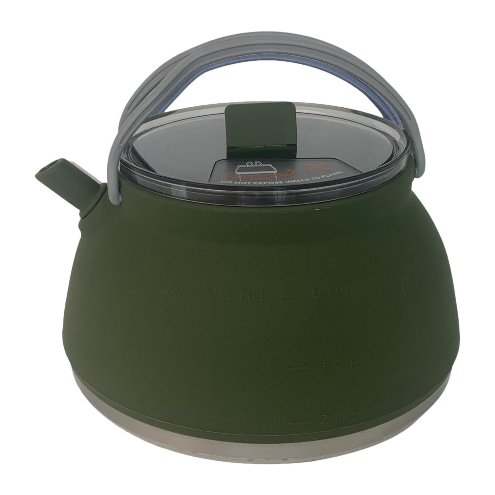Bollitore per tè e caffè da campeggio all'aperto, leggero, riutilizzabile, pieghevole, pratico, per cucinare, acqua bollente sul fuoco, bollitore da, Verde scuro, 18.2x10.5 cm
