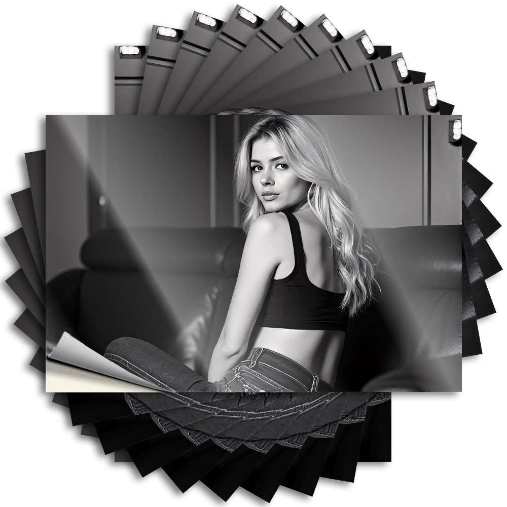 Outside Decor, Bumper Funny Hard Quote Stickers, Encouraging No Residue Decals for Luggage | Halloween Party Favor Custom A Woman in A Black Crop Top Sitting On A Couch(8X12CM)