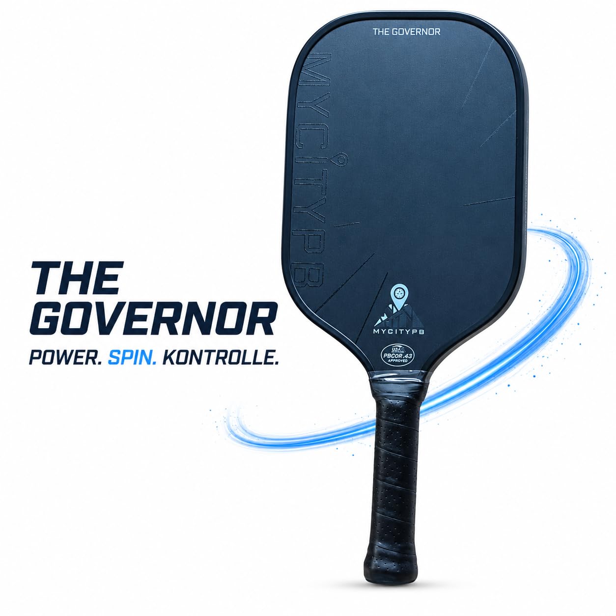 Rakieta Pickleball The Governor Black Edition 2027, certyfikat USAP, 42 x 18 cm, uchwyt 14 cm, włókno węglowe + włókno szklane, 237-245 g, rakieta z rdzeniem o strukturze plastra miodu 16 mm