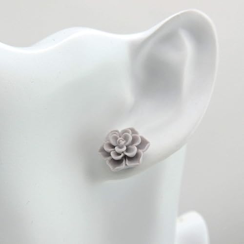 Vista 25 de Hypoallergenic Succulent Earrings for Sensitive Ears (Blue/Grey, Pure Titanium)