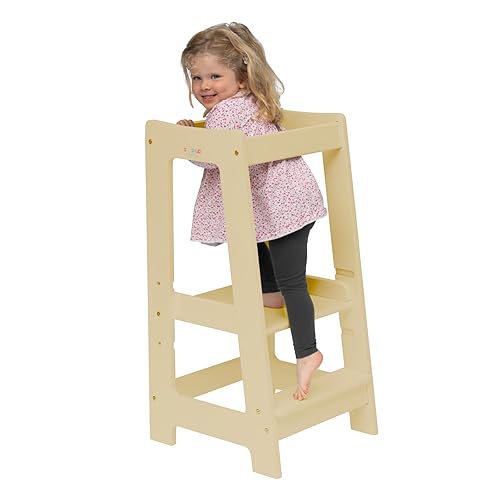 Silla alta para niños pequeños Inspirado en Montessori Taburete de cocina de madera para niños en edad preescolar Ajustable para 18 meses a 5