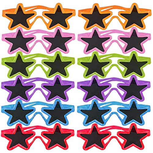 ArtCreativity Kiddie Star Shaped Sunglasses, Set of 12 Colorful Neon Sun Glasses for Boys and Girls, Fun Summer Toddler Kid Sunglasses, Birthday, Pool, Beach Party Favors Supplies, Goodie Bag Stuffer