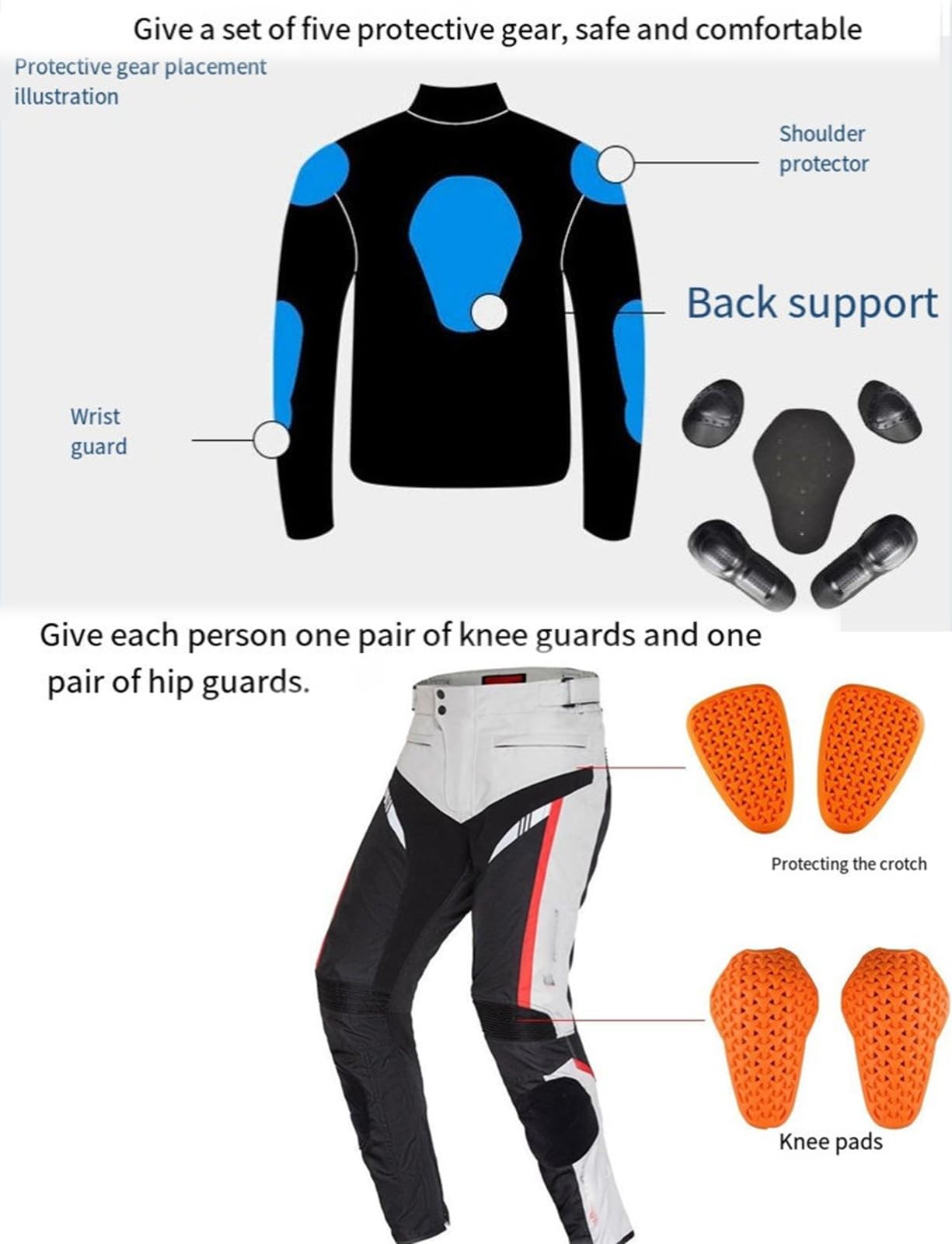 BLUEZY Wasserdichter Motorradanzug Für Herren, Motorradkombi, Motorradjacke Und -Hose Mit CE-Protektoren Motorrad Abnehmbare Rüstung Schutzkleidung Herren, Motorrad Spotlich B,XL