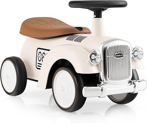 OLAKIDS Auto de empuje para niños pequeños, juguete deslizante de pie a suelo con volante, bocina, almacenamiento debajo del asiento, regalo para