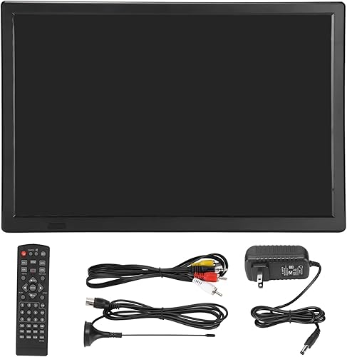 Jopwkuin Mini TV de 15.5 pulgadas, 1080P pequeña pantalla plana con batería recargable de 1800 mAh de gran capacidad, múltiples interfaces Smart TV