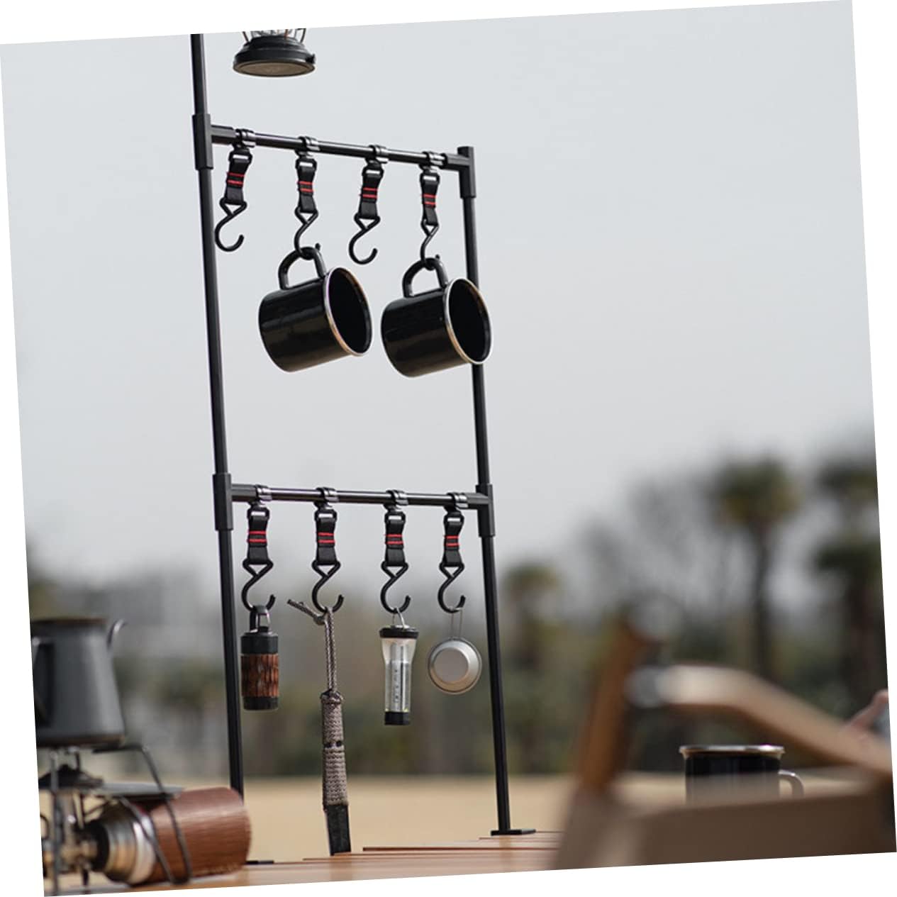 1set Aluminum Alloy Camping Storage Rack Detachable Design Lightweight Outdoor Picnic Hanger for Efficient Gear Organization Portable Two Tabletop Utility Stand