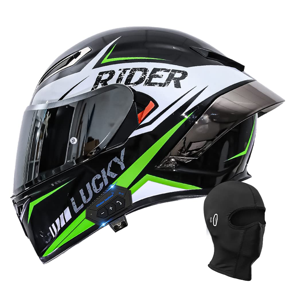Bluetooth Full Face Motorcycle Helmet, DOT Approved Flip Up Anti-Fog Double Visor Helmet, Street Bike Helmet, Built-in Dual Speaker with Microphone, for Adults Men and Women M~XXL