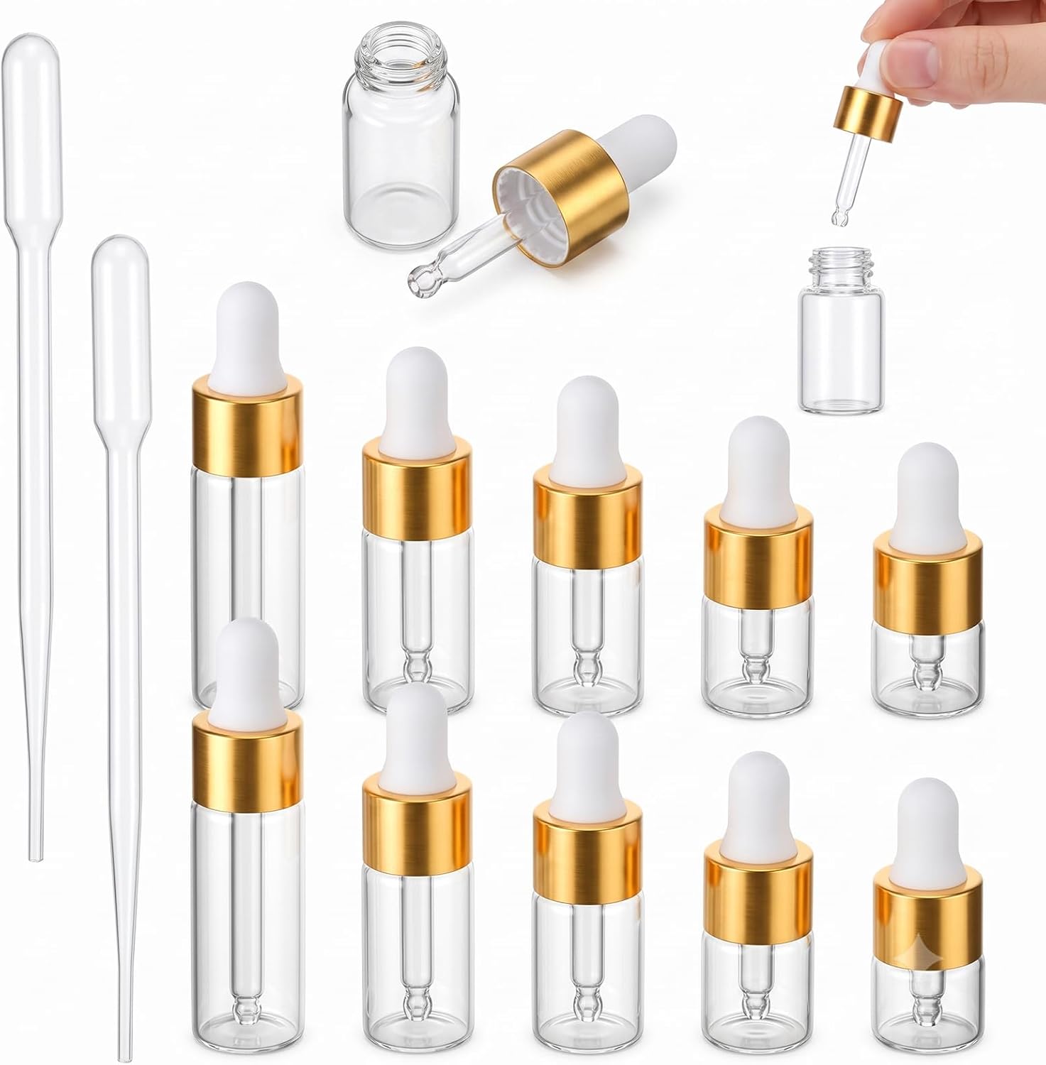 10 PCS Mini Dropper Bottles Travel Serum Bottle Oil Bottles