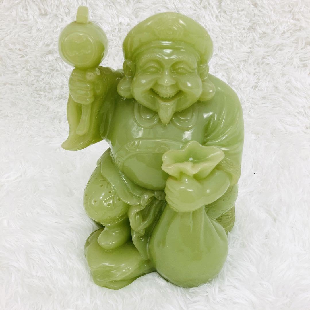 七福神 布袋様 翡翠グリーン 開運 希少 古美術 置物 商売繁盛 縁起物