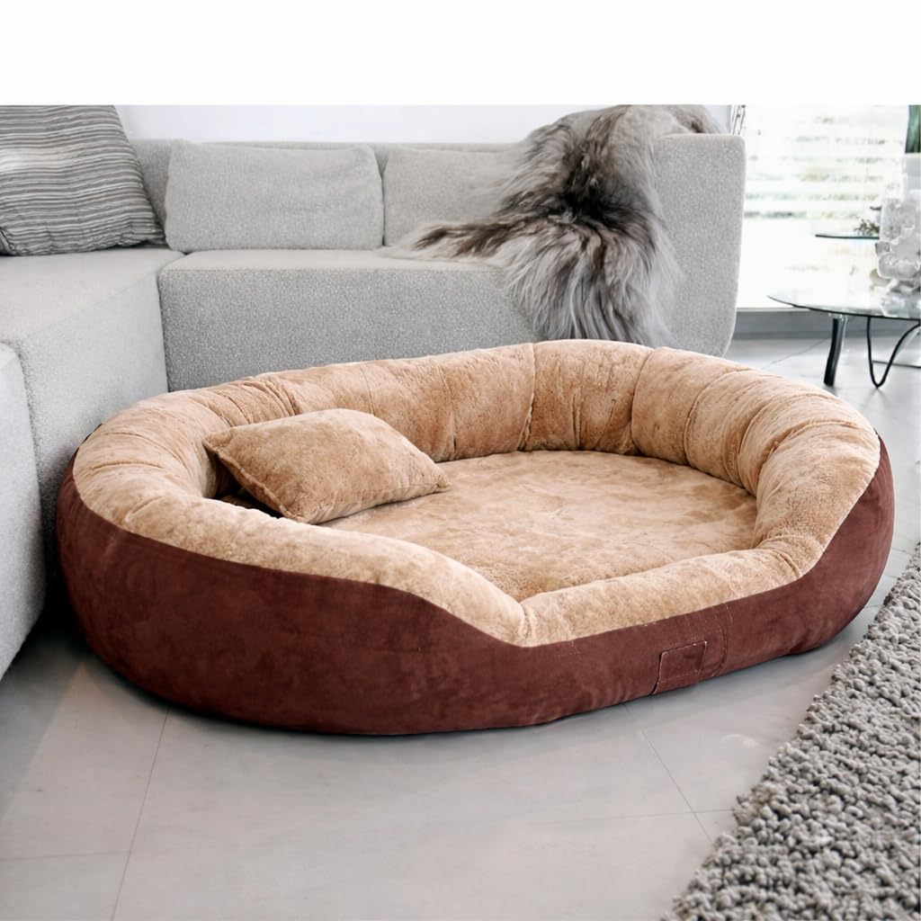Premium Fur 4XL Dog Bed for Large Dogs | Orthopedic Washable Pet Bed with Fiber Filling, Anti-Slip Bottom & Calming Support | Luxury Mattress for Labrador, German Shepherd, Husky & More (4XL)-image-8