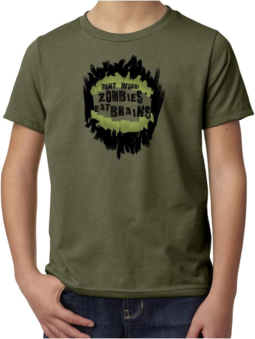 Don’t Worry Zombies eat Brains Kids T-Shirt, Funny Kids Shirts, Youth Graphic Tees