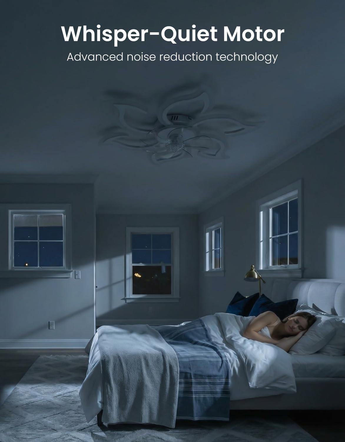 Lampada Ventilatore da Soffitto, Compatibile con Alexa Google Home, Intelligente Pale da Soffitto con Luce e Telecomando, Dimmerabile, Reversibile 6 Velocità, Motore DC, Bianco