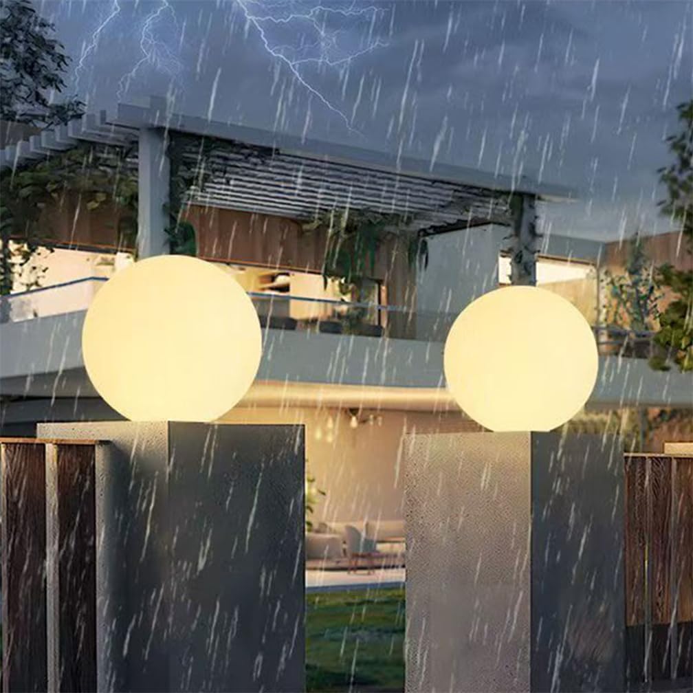 Semplici Lampade A Globo Per Esterni, Patio E Cortile, Sfera Bianca Satinata Lampada Da Palo Impermeabile Per Esterni Lampada D'atmosfera Per Giardino, Parco E Paesaggio In Stile Rustico