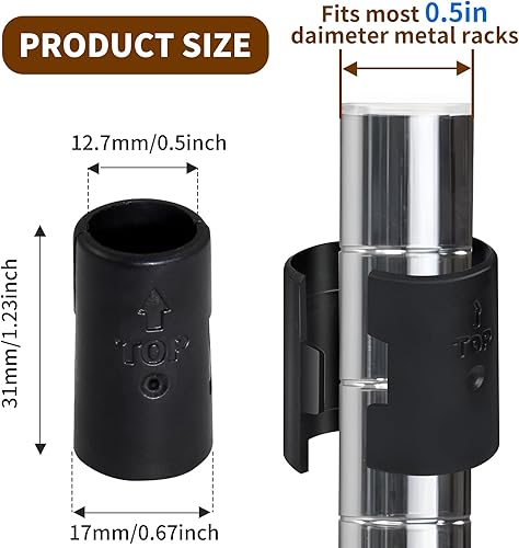 Miniatura 2 de Paquete de 100 clips de bloqueo de estante de alambre de 12 pulgada, clips de plástico de repuesto, clips de estante de manga negra para postes de