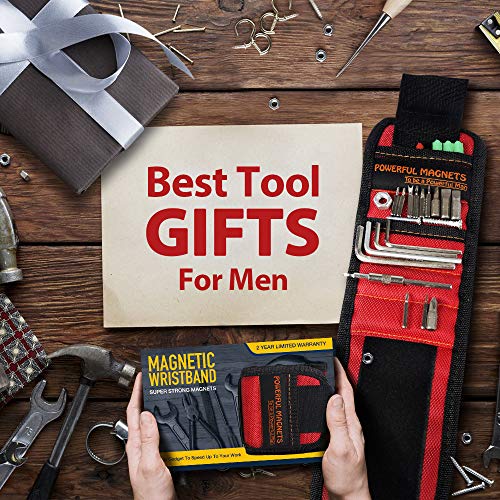 Christmas Stocking Stuffers Gifts For Men - Magnetic Wristband Tools For Mens Gift Ideas 15 Super Strong Magnets Dad Women Birthday Cool Gadgets Wrist Tool Belt Holder For Holding Screw Nail Drill Bit #TOP1