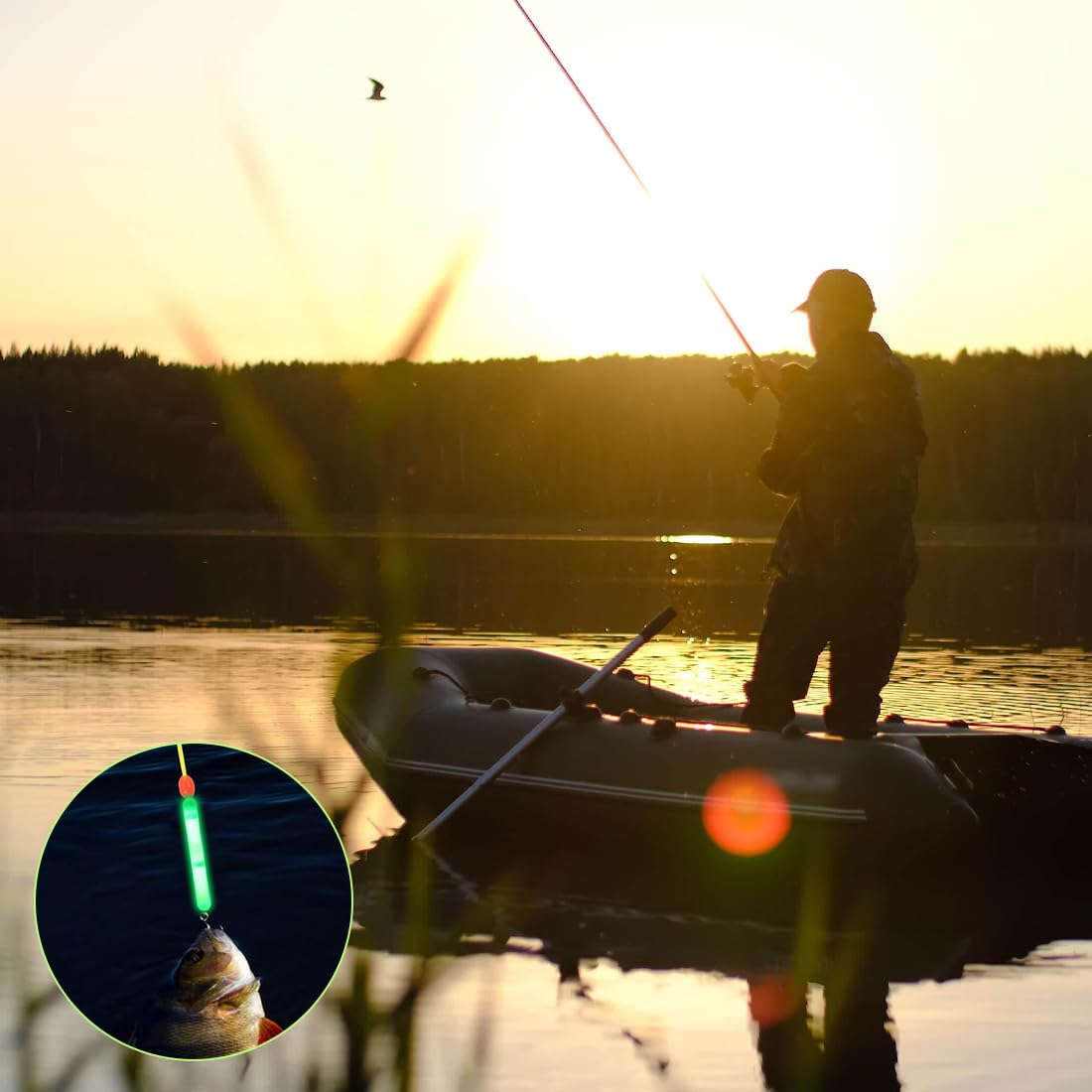 Palos Luminosos para Pesca, Barras de Luz para Pesca Nocturna, Glowsticks Verdes, Luz Estelar para Caña de Pescar, 20 Unidades