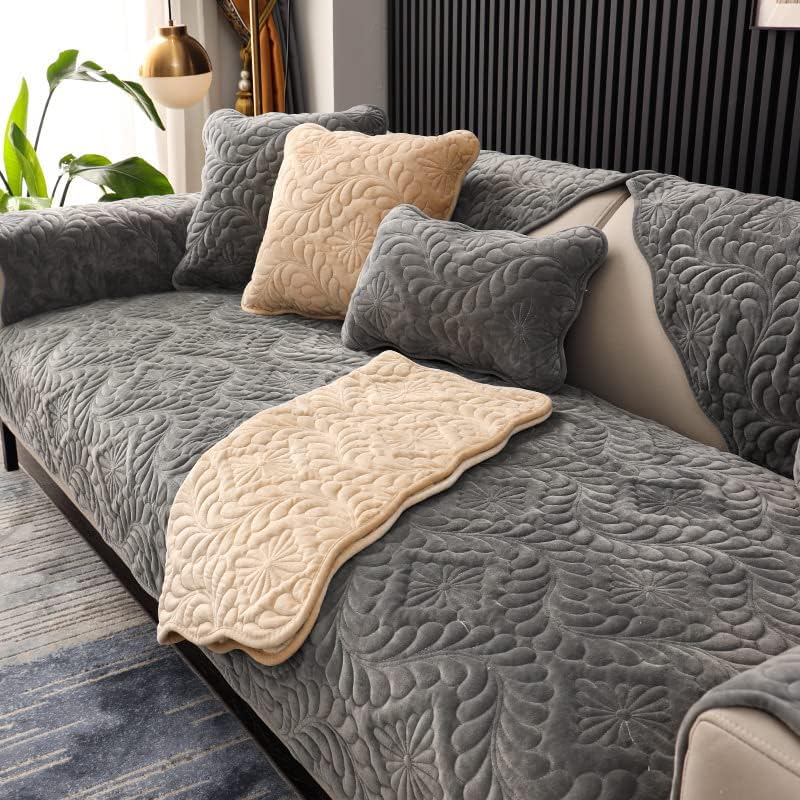 LUBOSE Velvet Sofa Covers, Washable Sofa Cover Protectors, Plush Sofa Covers, Sofa Protectors, Sofa Towels, Sofa Blankets(110 * 110cm, Dark Gray A)