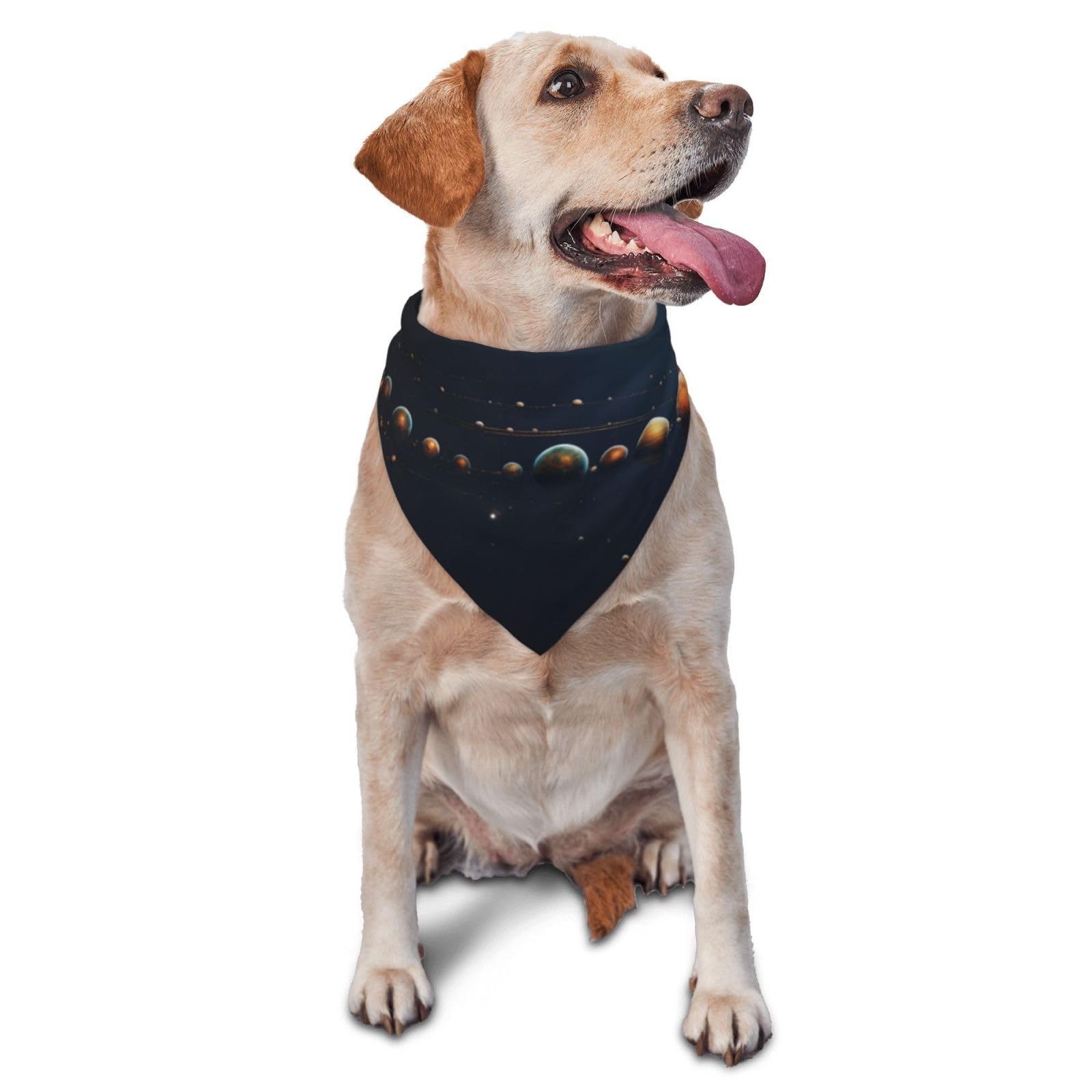 Dog Bandanas, Beautiful universe planets Full Print Pet Scarf, Adjustable Breathable Bandana for Small Medium Large Dogs, Independence Day Costume Accessory