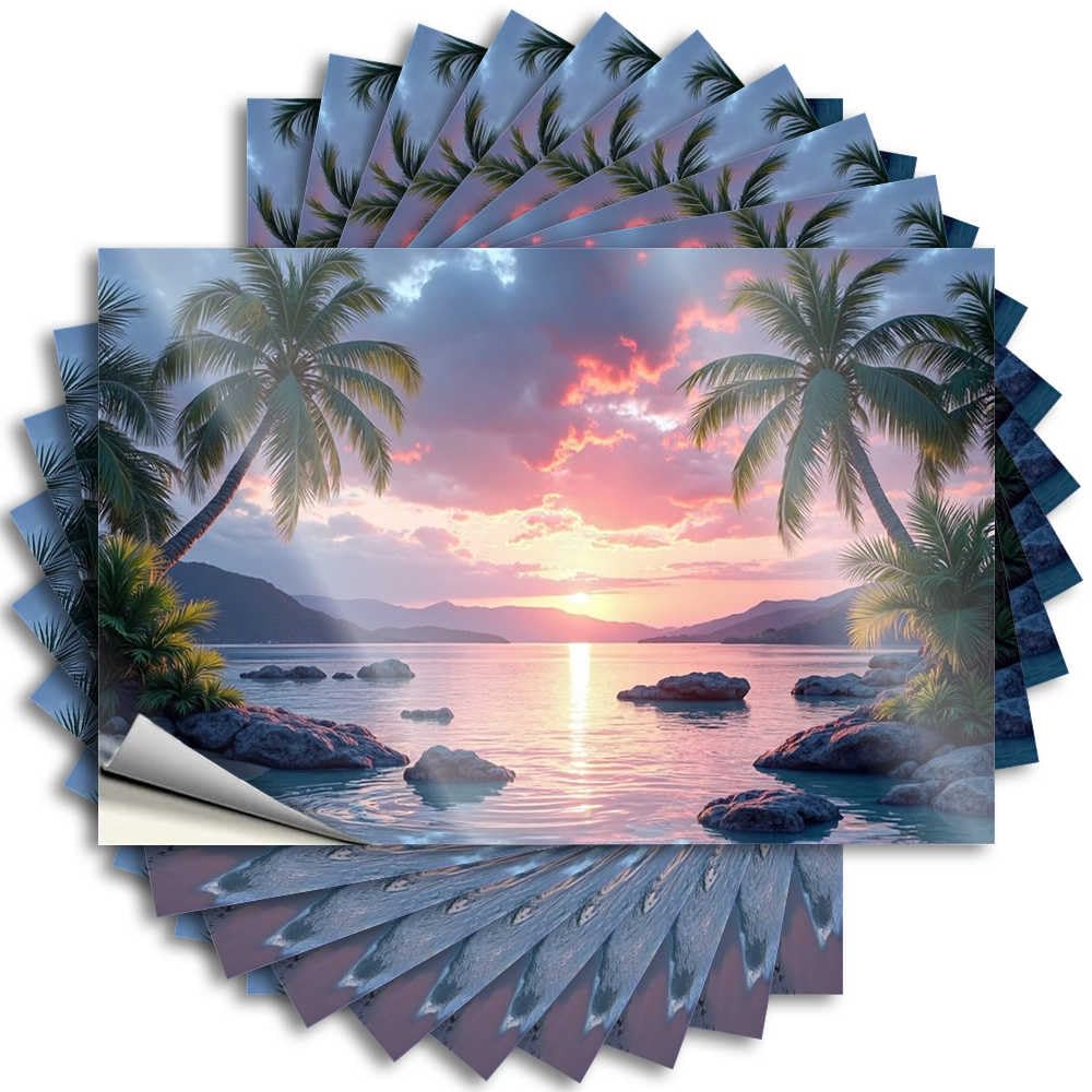 Core Quote - Spring Things Hat Palm Trees At Sunset On A Tropical Beach(6X9CM)