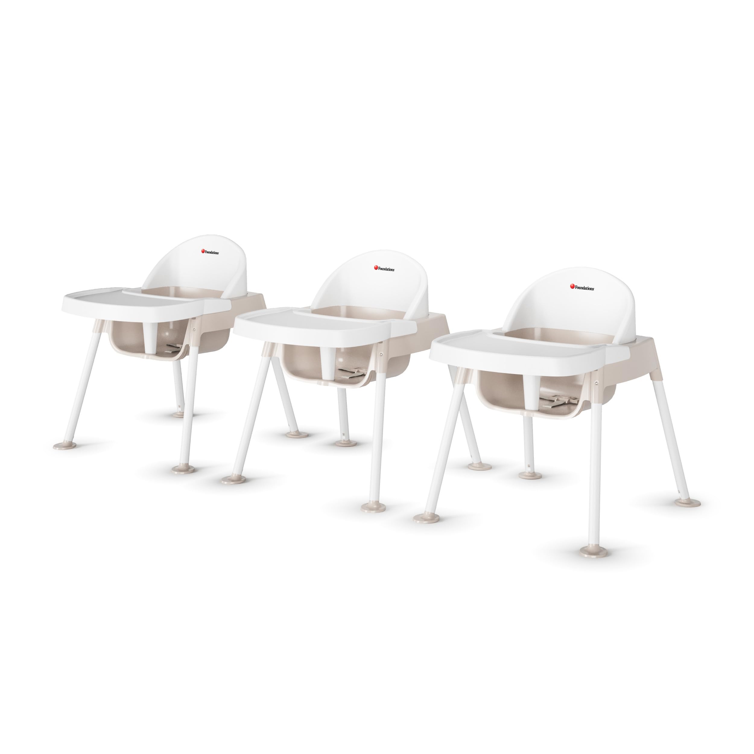 Foundations Secure Sitter Feeding Chairs Multipack, No-Tip Feet, 3-Point Adjustable Harness, Removable Tray, Easy to Clean, Stackable Feeding Chairs,
