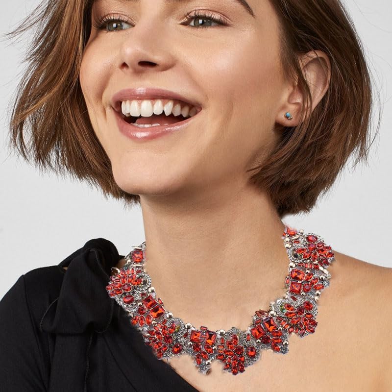 Bib Statement Necklace Colorful Glass Crystal Collar Choker Necklace for Women Fashion Accessories - Image 2