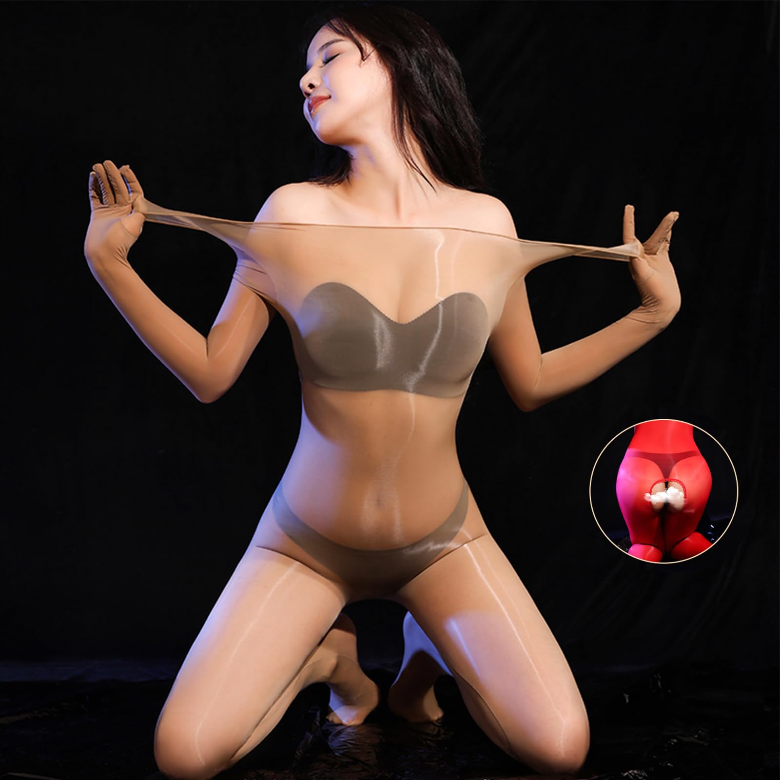 SSQKYZCSYZ Body Stockings for Women Oil Shiny Bodystocking 5D Sheer Full Body Stocking Glossy Pantyhose