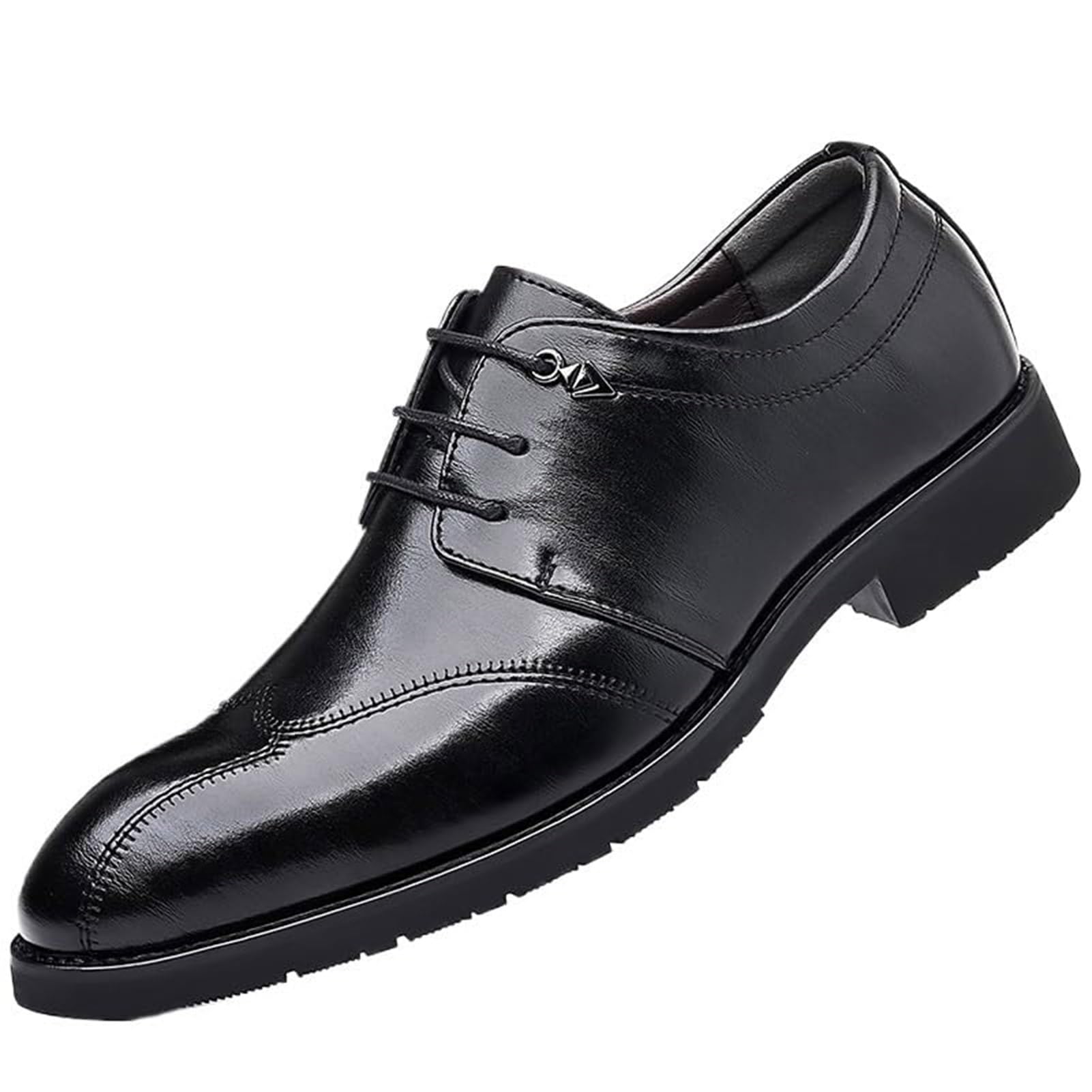 Mens Low Heel Derby Dress Shoes for Men Round Toe Lace-up Comfort Brogue Oxfords Casual Business Work Dress
