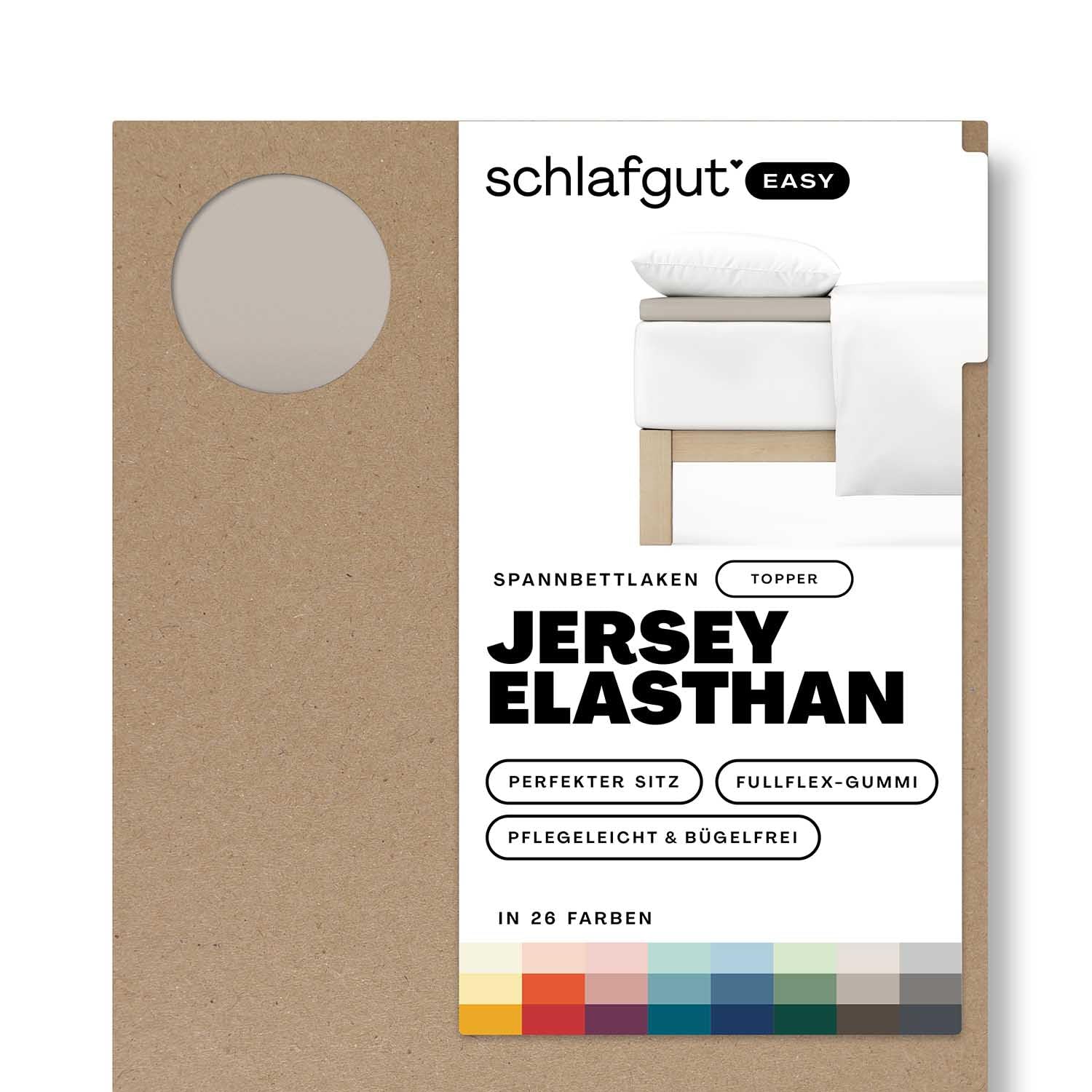 schlafgut Easy Topper Spannbettlaken 180x200 cm Jersey, Sand Mid