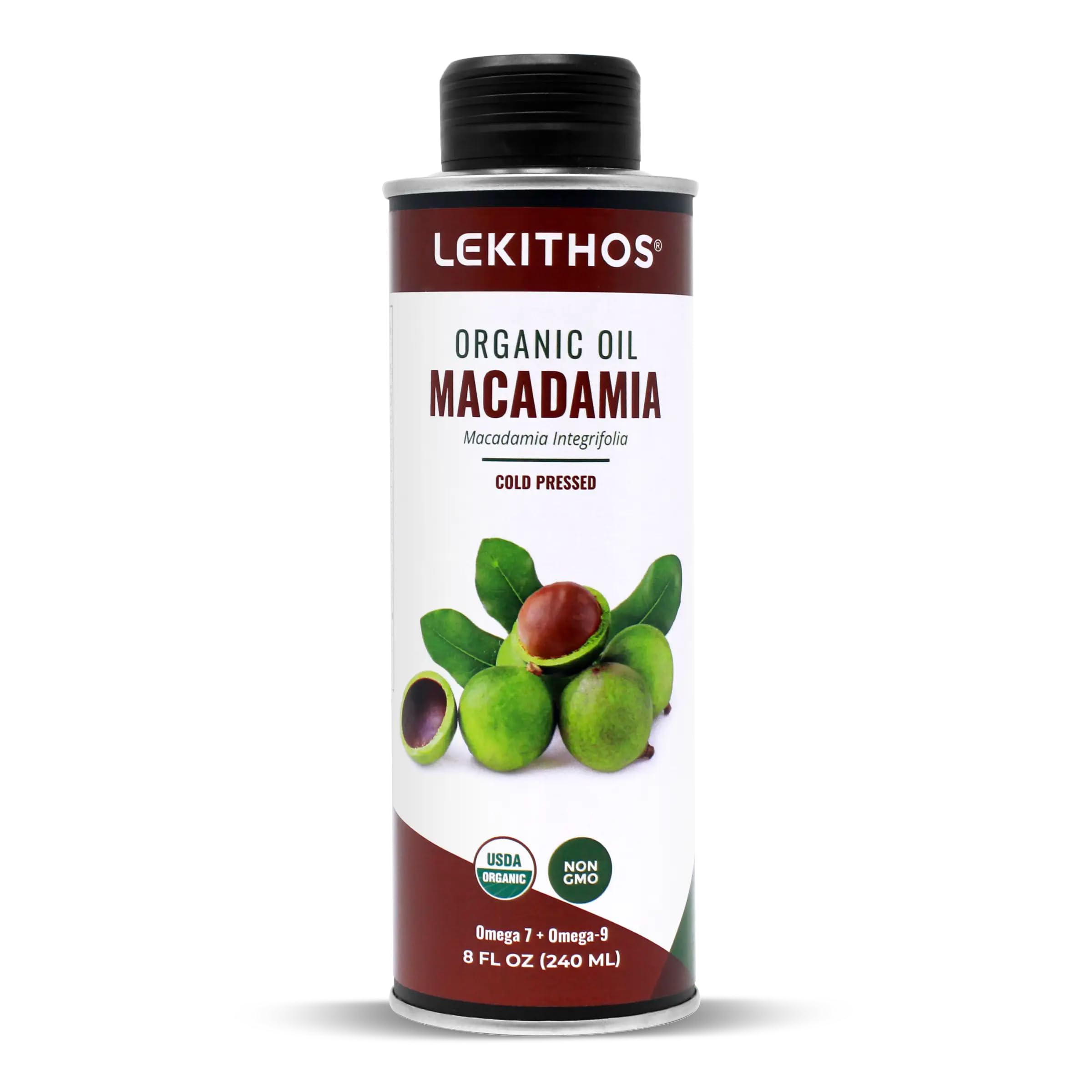 Lekithos Organic Oil (Organic Macadamia Oil) 8oz - USDA Organic - Vegan - Non-GMO - Omega 7 - Omega 9 Aceite Orgánico Lekithos (Aceite de Macadamia Orgánico) 8oz - USDA Orgánico - Vegano - Sin OGM - Omega 7 - Omega 9