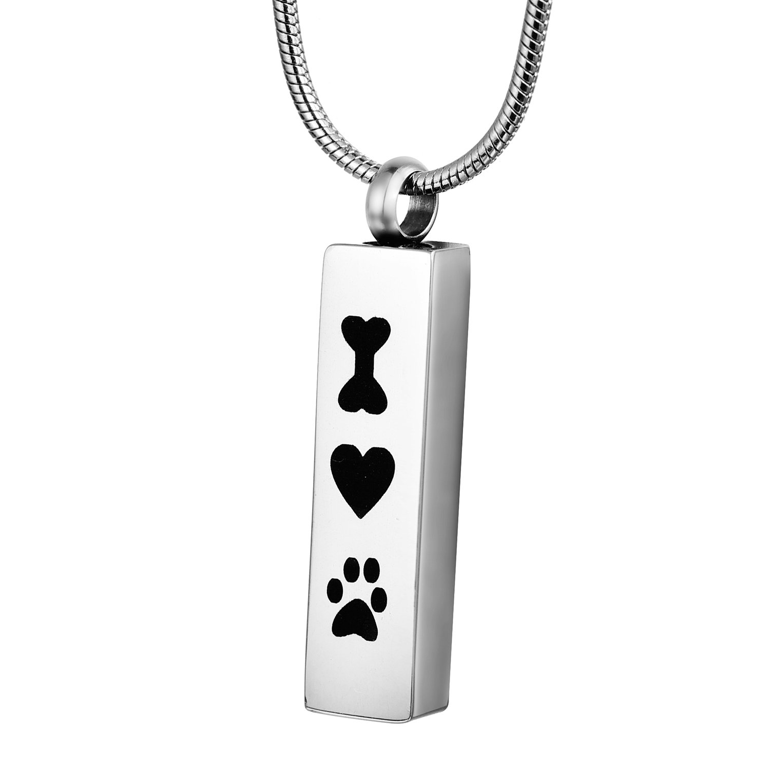 COCO Park Engraving Dog Paw Cat Paw Cuboid Pet Cremation Necklace Memorial Urn Ash Holder Pendant Jewelry