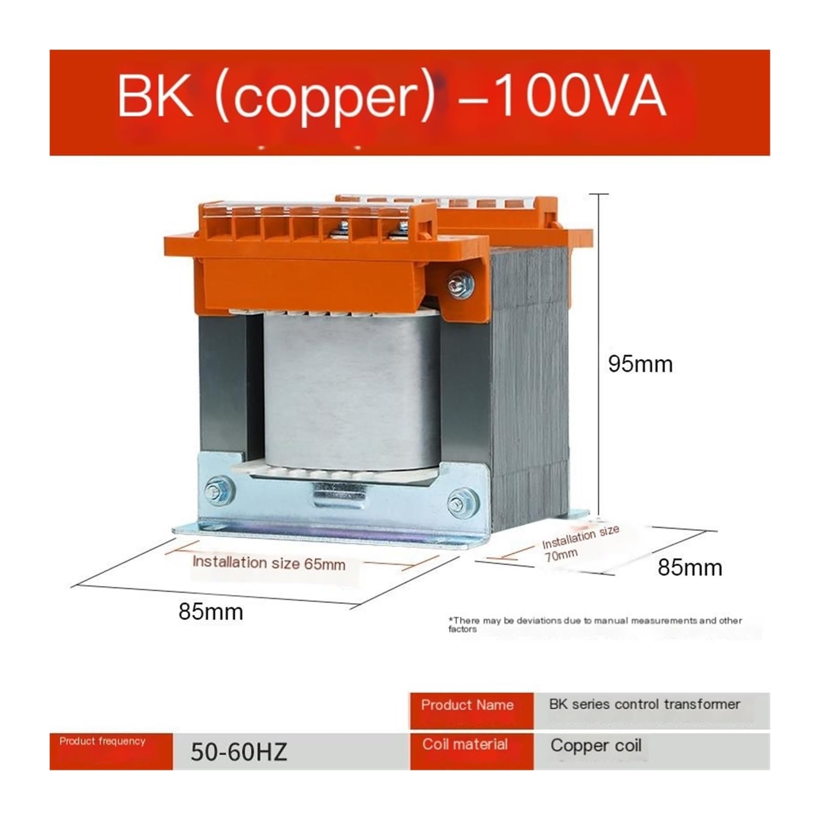 Trasformatore di controllo di isolamento monofase BK-100VA da 380 V a 220 V, uscita macchina utensile: 110 V, 36 V, 24 V(220V to 220V)