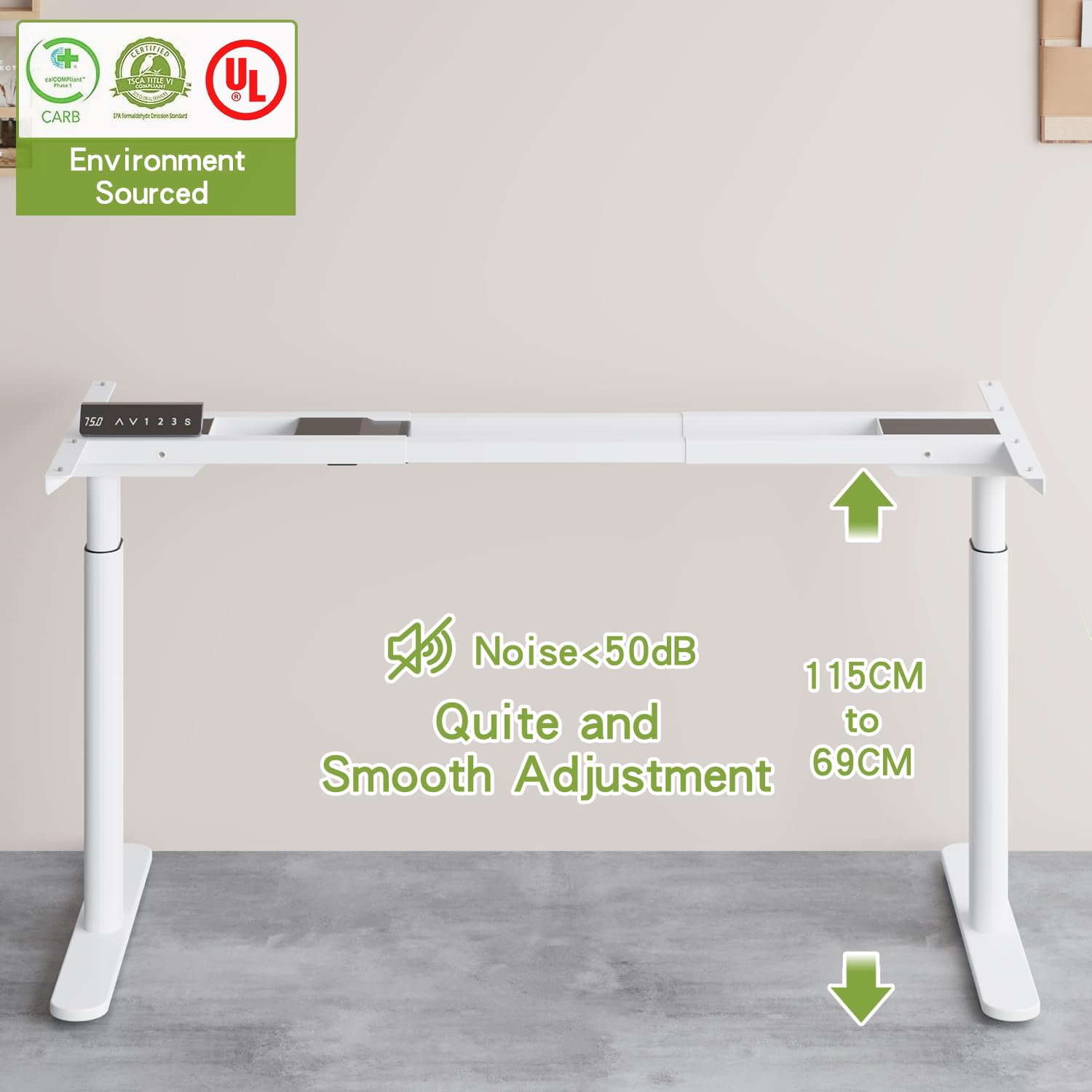Radlove Supporto per Scrivania a Doppio Motore Regolabile in Altezza, Supporto da Tavolo Regolabile, Gambe per Scrivania da 120 a 178 cm con 4 Controlli di Memoria (Bianco + Gambe Cilindriche)