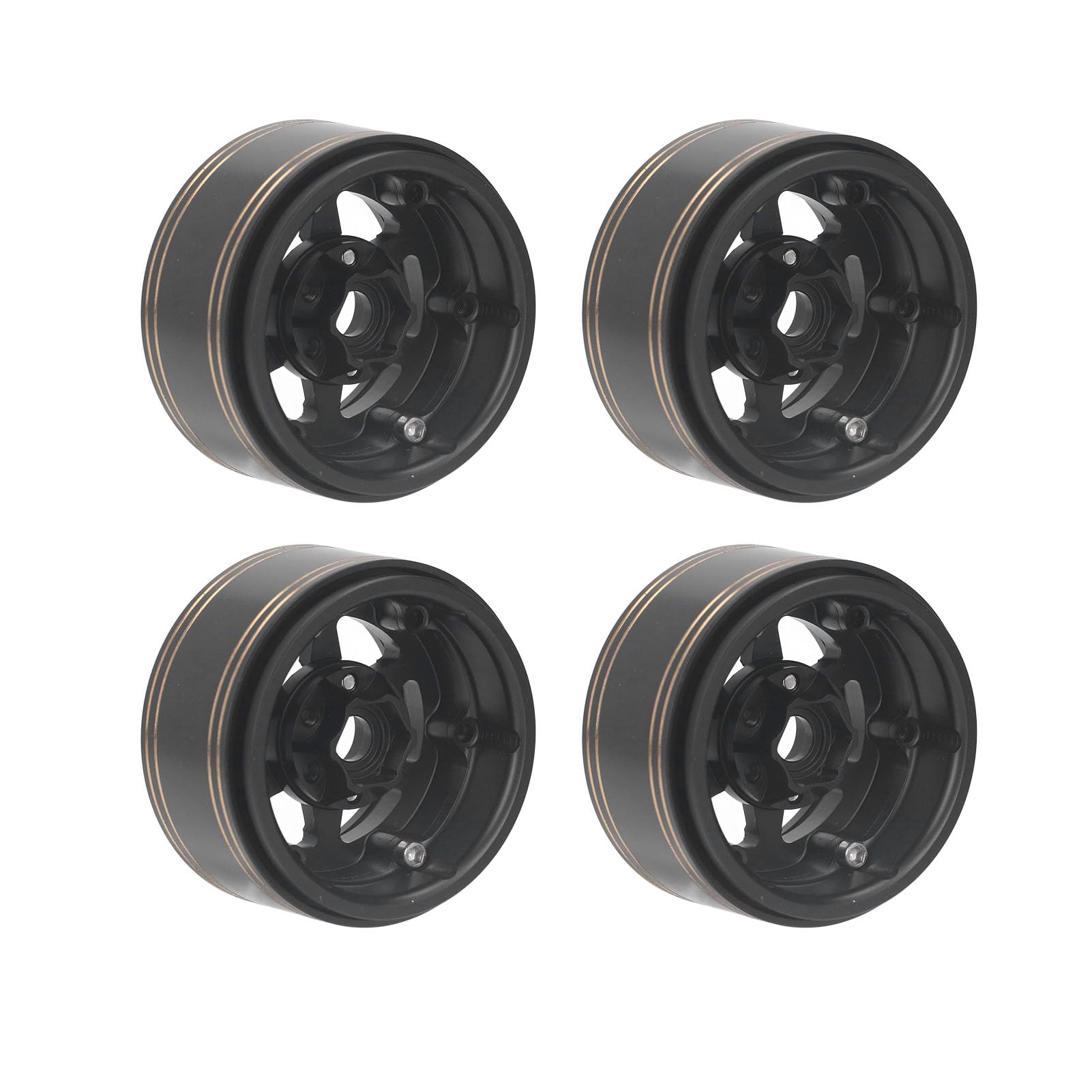 4 Pièces RC Beadlock Jante de Roue Moyeu en Laiton pondéré Pièce de Voiture RC pour SCX10 D90 D110 1/10 Voiture Télécommandée