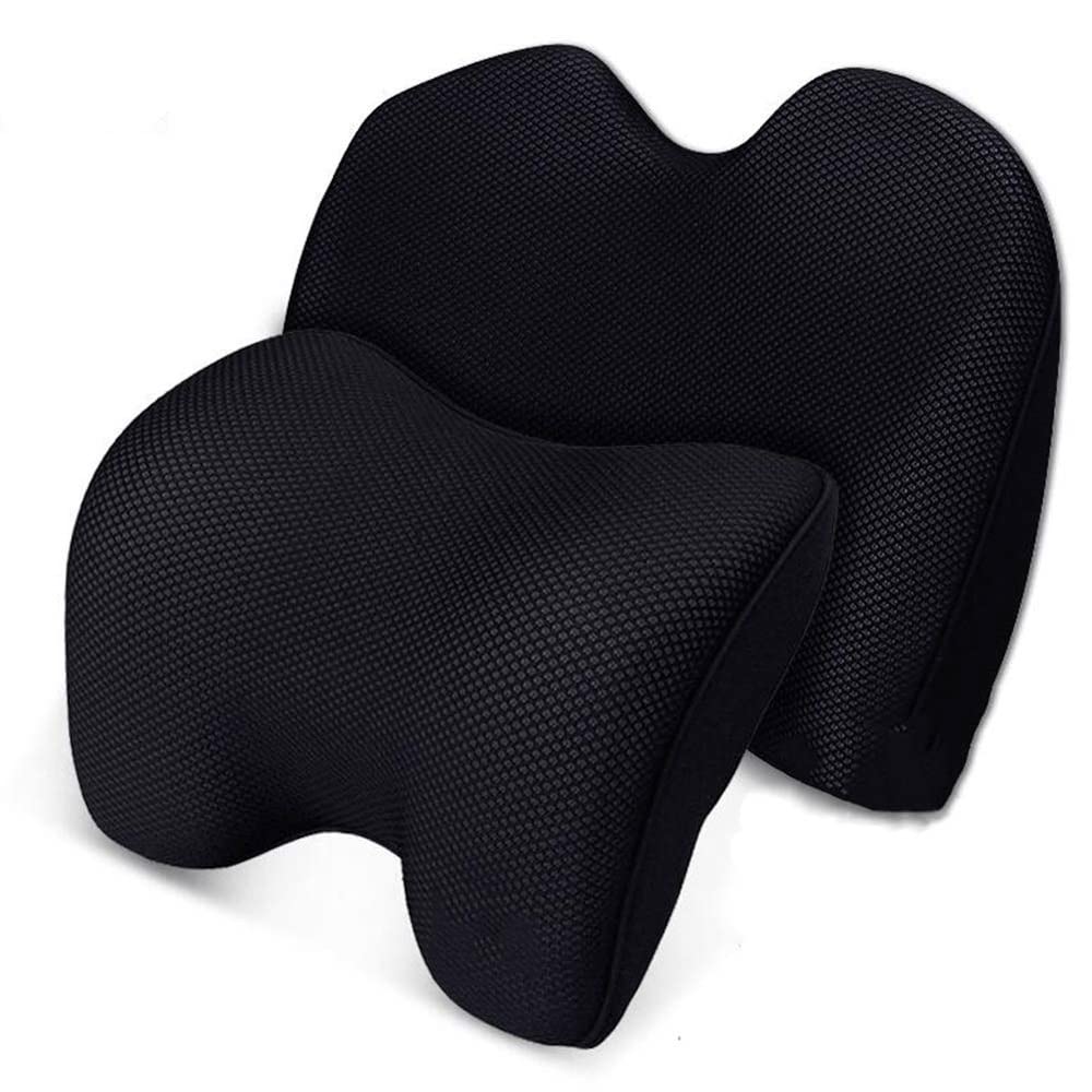 Oreiller cervical ergonomique et coussin lombaire à mémoire de forme noir