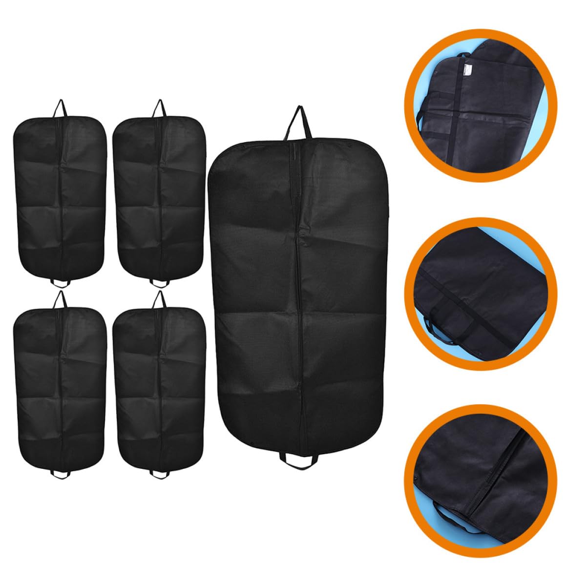 Fundas para Ropa de Traje Negras de Tela No Tejida, 5 Piezas | Reutilizables y Lavables, Plegables para Armario, Uso Familiar, Fáciles de Transportar