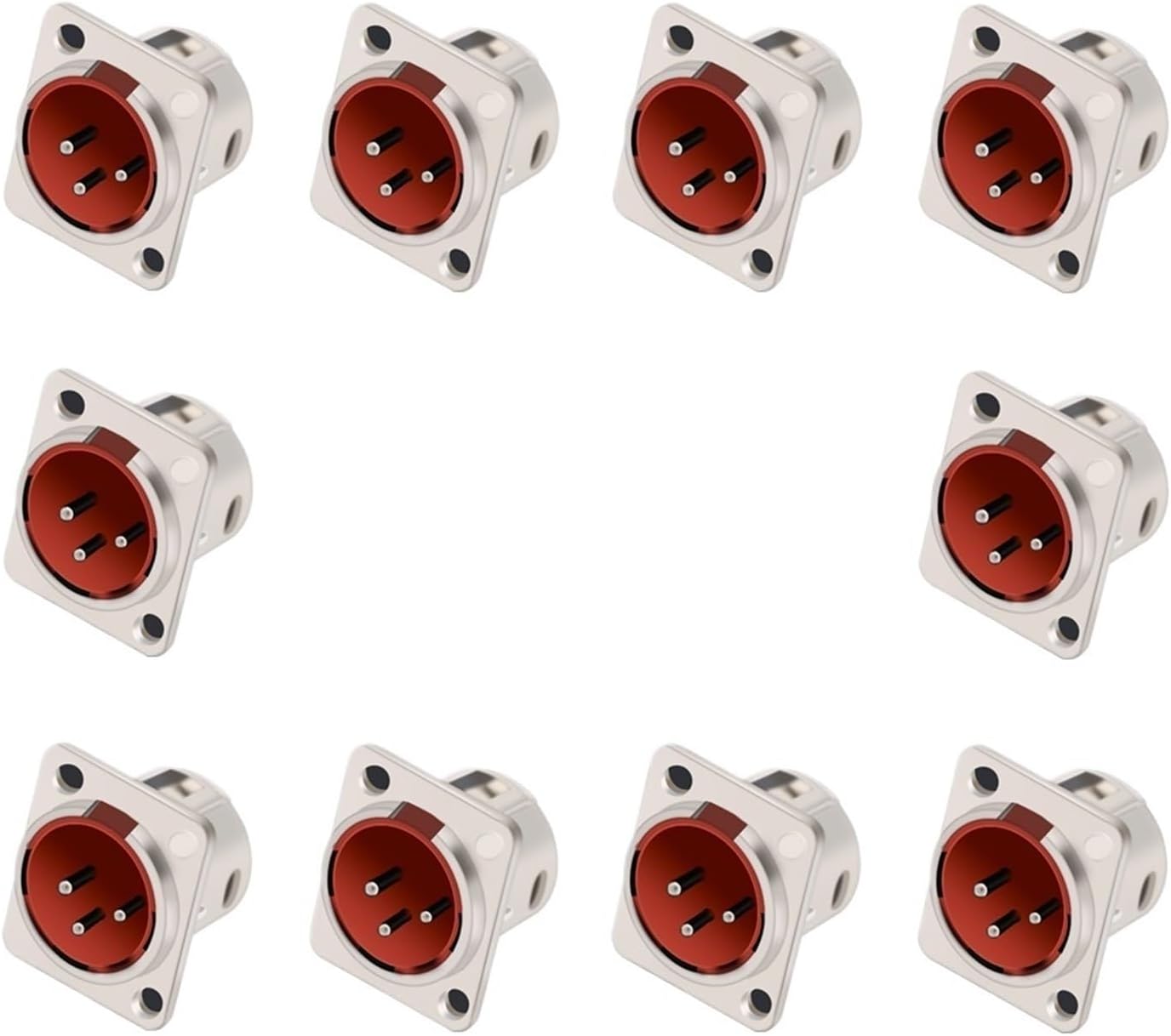 10pcs 3Pins Male Jack Socket Microphone Cable Terminal Wiring Connectors(Red)
