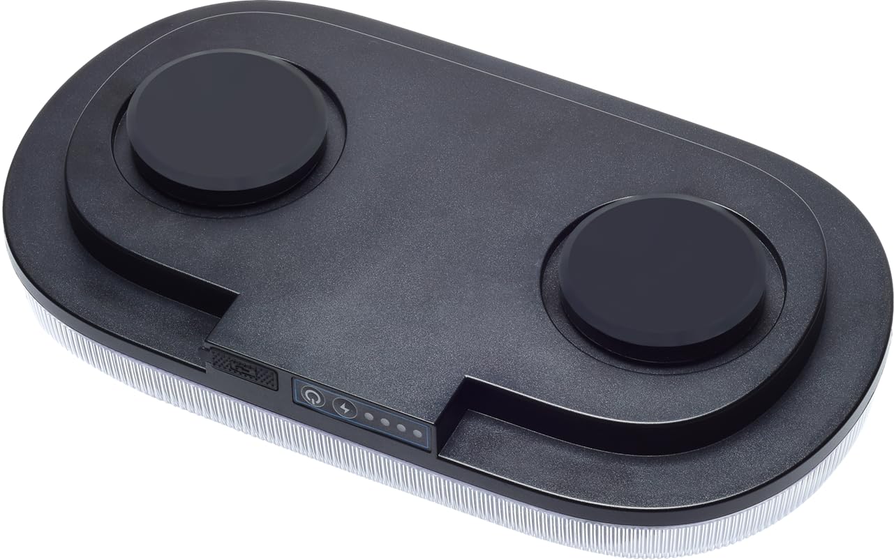 Berger & Schröter | 2er Set Akku LED Mini Warnbalken magnetisch, 12/24 V Warnlicht, Fernsteuerung per Funkfernbedienung, 4000 mAh, 7 Blitzmuster, wiederaufladbare Warnleuchte