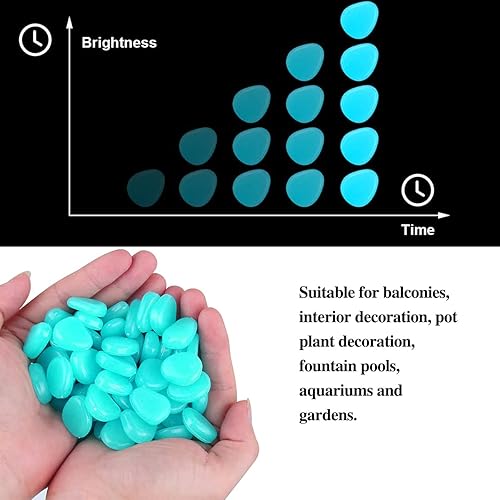 Miniatura 4 de Muzero Rocas que brillan en la oscuridad, 200 piedras luminosas azules que brillan en la oscuridad para pecera, acuarios, rocas, jardín, patio,