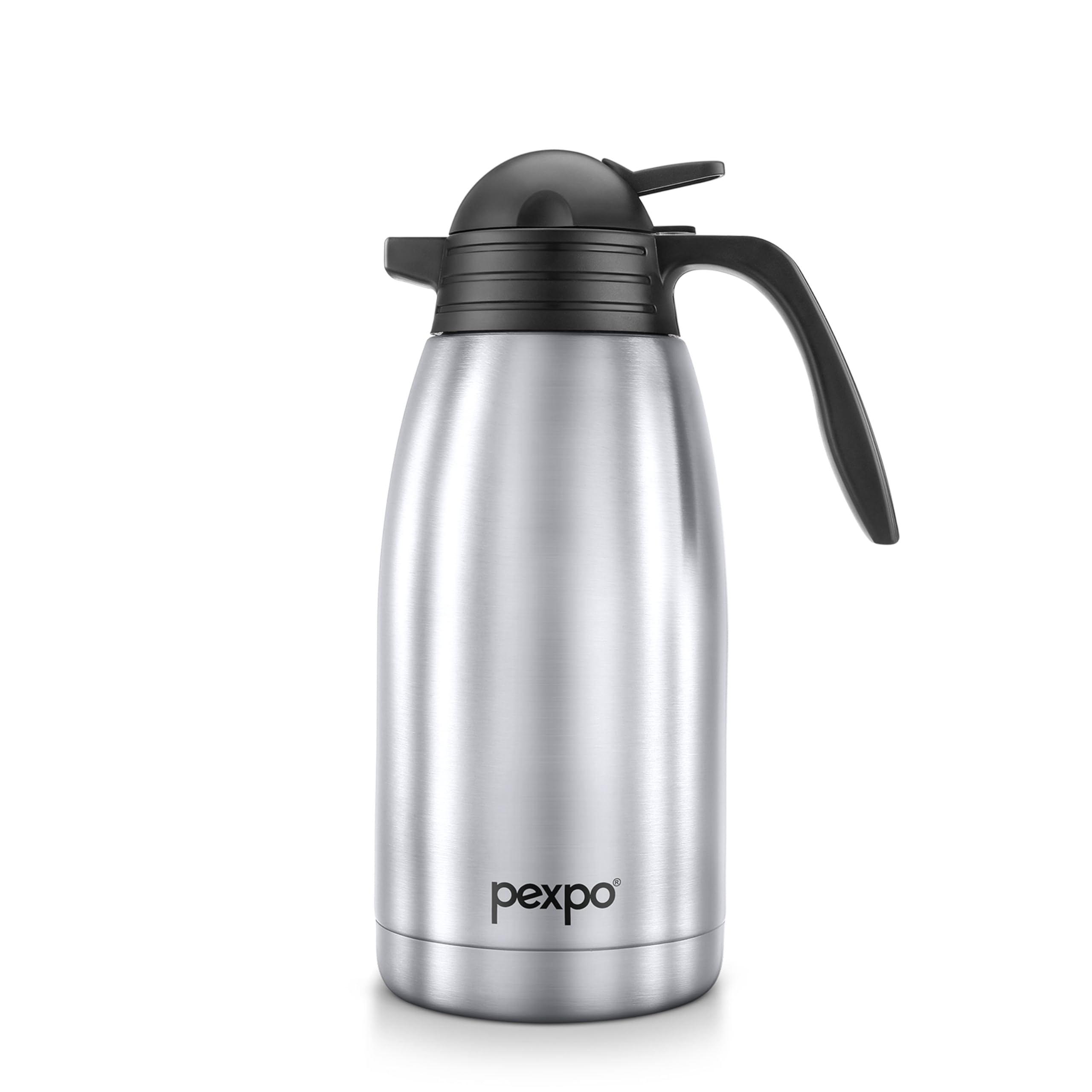 Pexpo Cosmo ISI Certified Stainless Steel Carafe - 2 Litre | Hot & Cold Triple Wall Vacuum Insulated Flask for Tea & Coffee | Home, Office, Kitchen, Restaurants - Silver