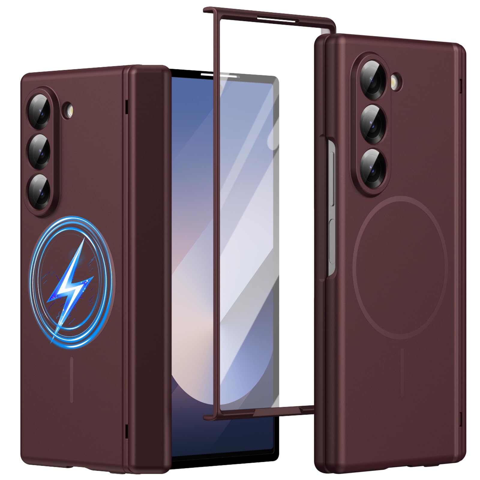 Coque Samsung Galaxy Z Fold6 antichoc silicone compatible magnetized ring rouge - 7