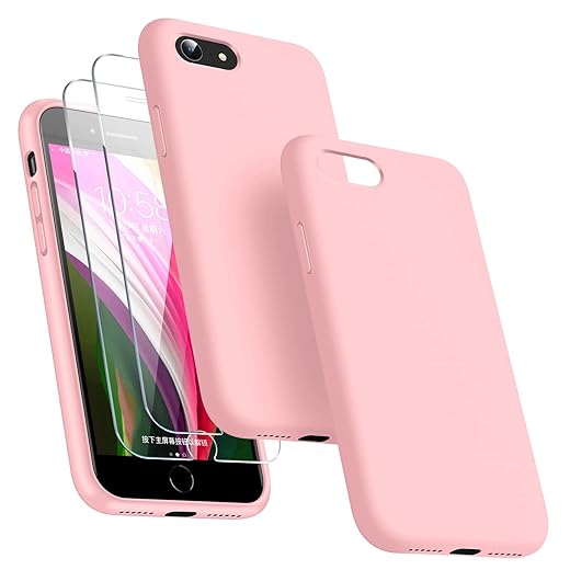 Dssairo [3 in 1 for iPhone SE case 2022/3rd/2020/2nd gen, iPhone 7/8，with 2 Pack Screen Protector, Liquid Silicone Ultra Slim Shockproof Protective Phone Case [Microfiber Lining] (Alpine Green)