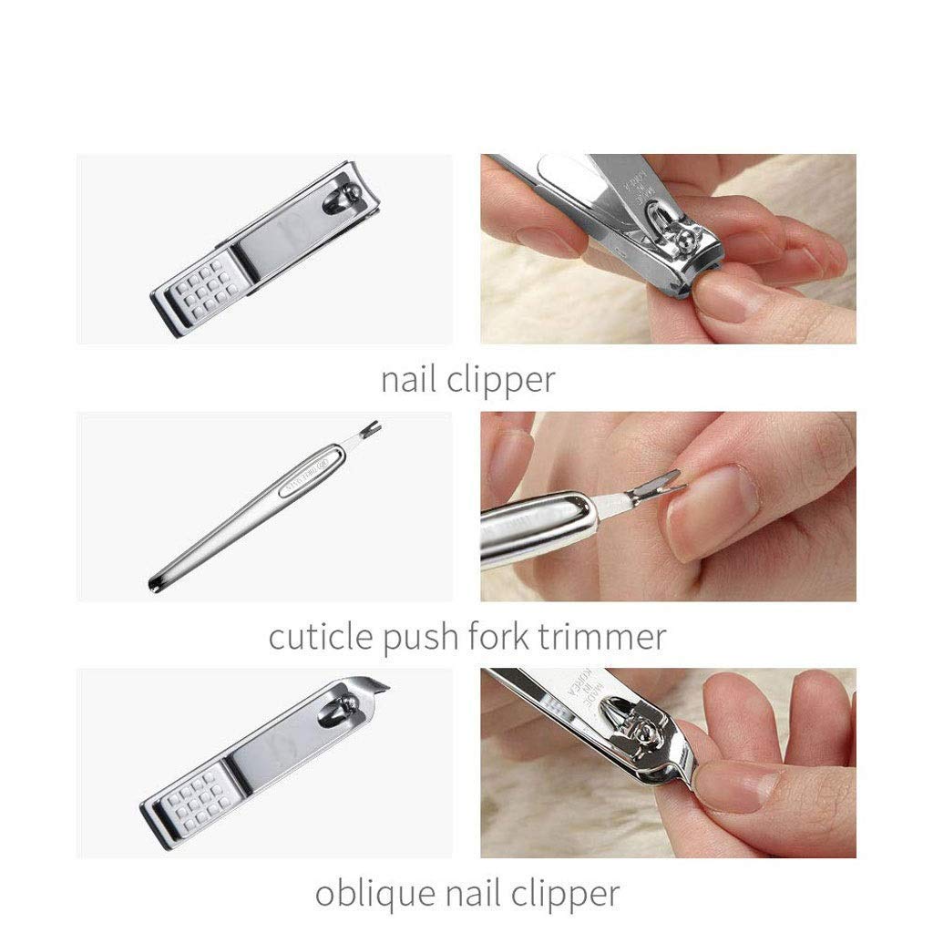 Kit de Cuidado de Uñas Conjunto de Manicura, Kit de Pedicura Set Clipper Set 7Pcs Professional Hombres Kit de Aseo de Acero Inoxidable Travel Portable Kit de Uñas Mujeres Pedicura Kit Profesiona