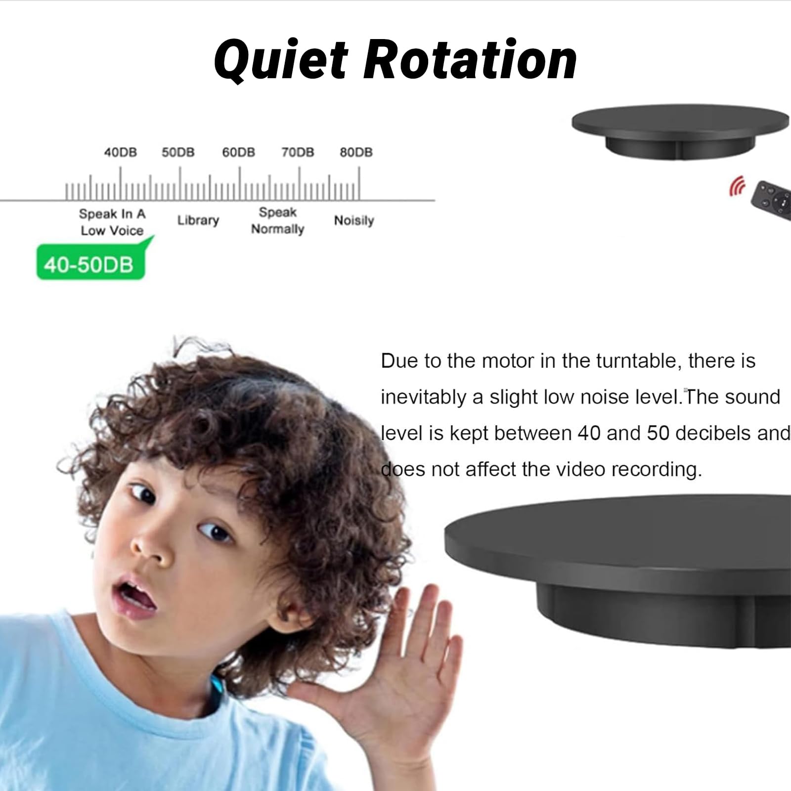 Soporte de exhibición giratorio eléctrico, tocadiscos de velocidad ajustable, capacidad de 220 libras para fotografía de productos, control remoto, 42 cm de diámetro