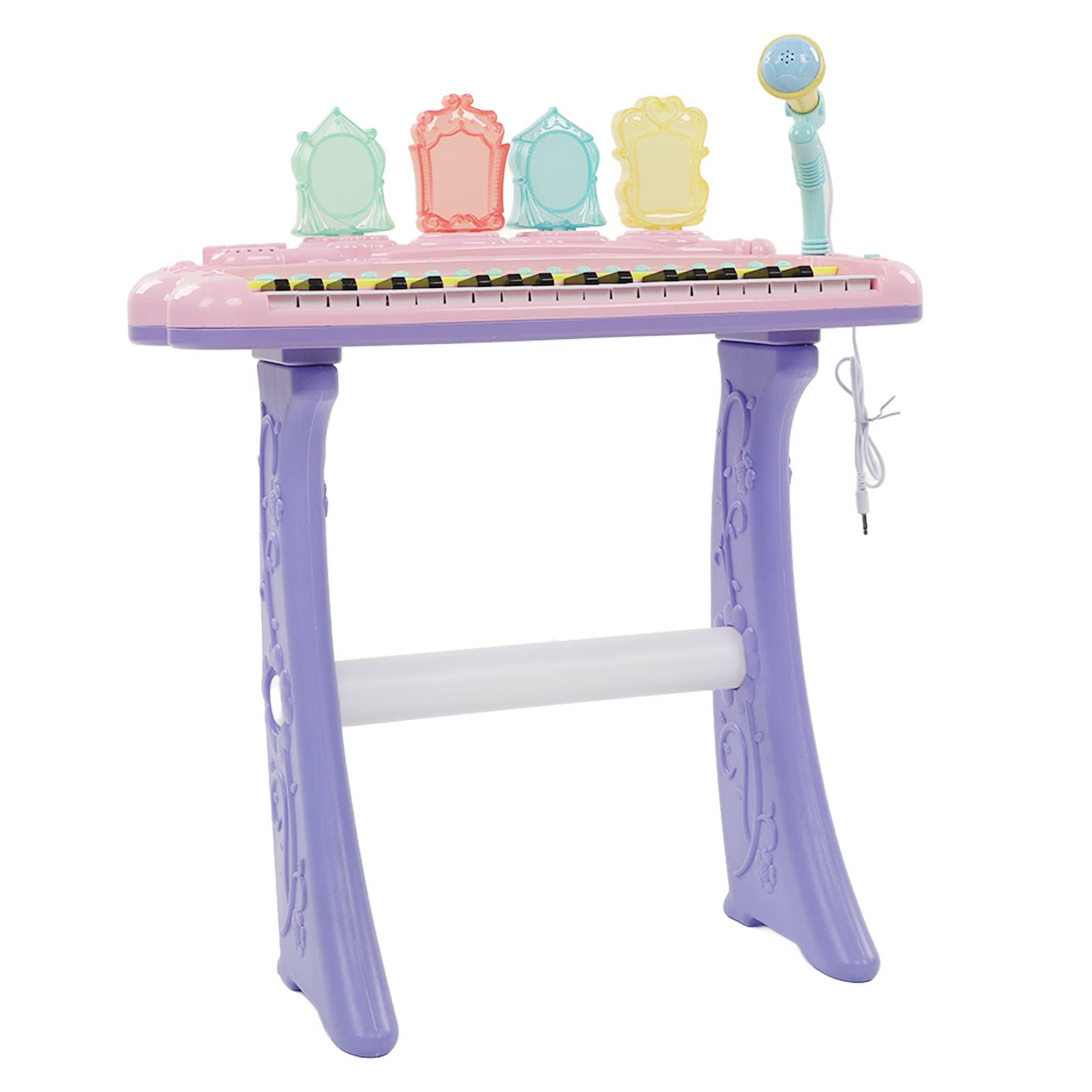 Strumento Musicale Portatile con Tastiera Elettronica per Pianoforte a 37 Tasti con Microfono per Bambini Che Imparano la Musica Rosa