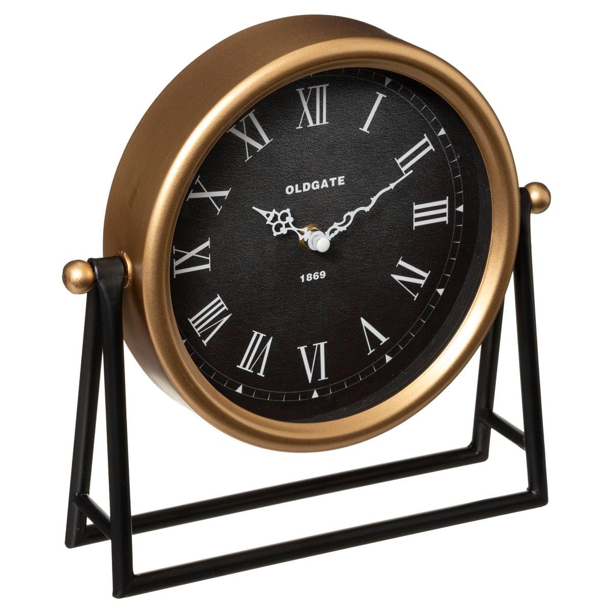 Atmosphera Luca - Reloj de Mesa de Metal - Negro y Dorado 26 x 26 cm