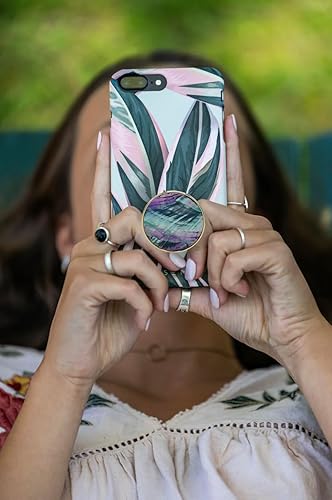 Miniatura 4 de CRYSTALFY Auténtico abulón natural concha de mar de nácar moneda de piedra preciosa expandible plegable para teléfono móvil soporte para teléfono