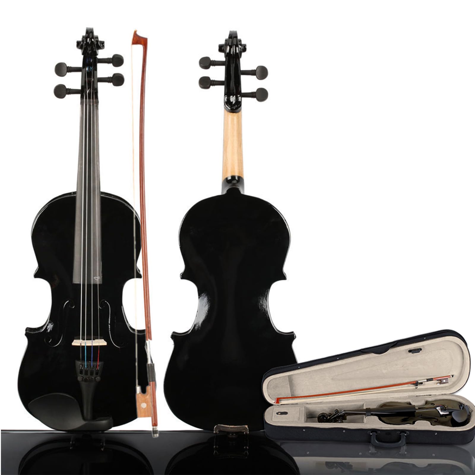 4/4 Acoustic Violin Set Stringed Musical Instrument Fiddle with Case Bow Bridge Rosin Handmade Vintage Wood Violin Starter Beginners Kit for Beginner Adult Boys Girls Student